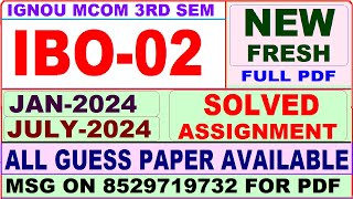 IBO 02 solved assignment 2024  ibo 02 solved assignment 202324 in English  ignou ibo02 2024 [upl. by Hildy]