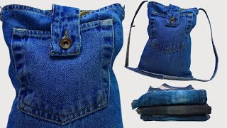 Jeans Bag tutorial  Recycle old jeans  Diy denim projects [upl. by Haimes]