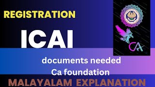 CA Registration steps and documents needed malayalam icai [upl. by Nevur]