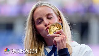 Great Britains Keely Hodgkinson sheds tears while receiving her first Olympic gold  Paris Olympics [upl. by Gerrit355]