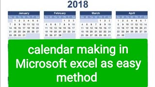 calendar 2018 making in Microsoft excel [upl. by Frentz189]