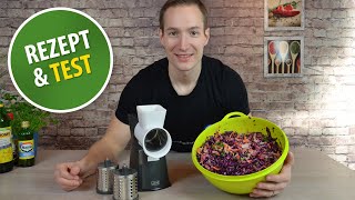 Rohkostsalat Rezept mit Rotkohl Kohlrabi Apfel amp Dressing  Lurch Trommelreibe im Test [upl. by Kraska]