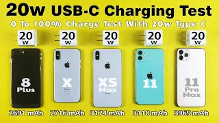 Apple 20w Fast Charger With Type C To Lightning Charge Test  Charging Test of 20w iPhone Charger [upl. by Kissee814]