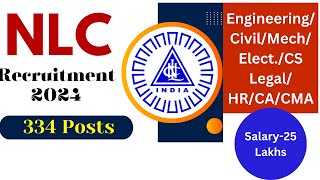 NLC India Limited Recruitment 2024  CA  CMA  Legal  HR  Civil  Mech  Elect I CS [upl. by Scholem]