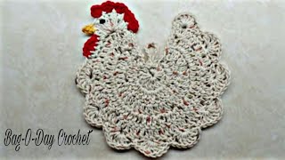 Easy Crochet a Chicken Potholder Decor Only  Bag o day Crochet Tutorial [upl. by Phelgon945]