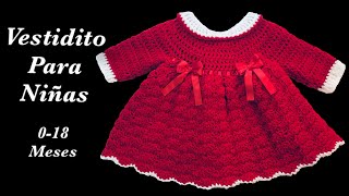 Como tejer Vestido para niñas en gancho o a crochet fácil y rápido 912 meses Crochet for Baby 160 [upl. by Anikal327]