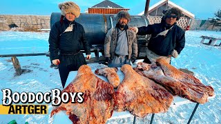 GIANT Beef Briskets in our GIANT SMOKER Mongolian Lunar New Year Feast  Boodog Boys [upl. by Leruj]