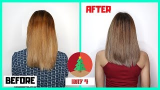 CHEAP DIY TO GET RID OF BRASSY HAIR AT HOME ORANGE HAIR TO ASHY HAIR   Lolly Isabel [upl. by Molly835]