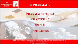 BPHARM 1st YEAR PHARMACEUTICSI UNIT2 POWDERS PARTII BYPROF DR AKHIL SHARMA [upl. by Omer467]