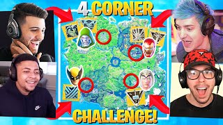 THE 4 CORNER ALL MYTHIC HERO CHALLENGE ft Ninja Typical Gamer amp Myth Fortnite Season 4 [upl. by Andrade]