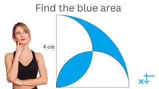 Two semicircles inside a quarter circle  Find the blue area  Maths Geometry problem [upl. by Guenna]