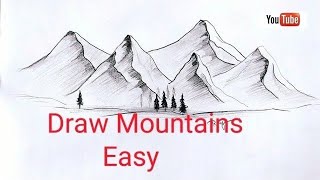 How to draw mountains Easy step by step tutorial for beginners [upl. by Renny207]