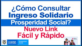 Cómo consultar Ingreso Solidario prosperidad social Nuevo Link Fácil y Rápido🕵️📲 [upl. by Aved]