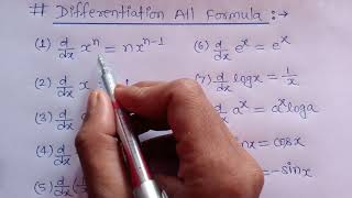 Differentiation all formula For Board Exam 2021 अवकलन कक्षा 12 सूत्र Avkalan class 12 Maths [upl. by Ahsinej]