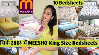 सिर्फ 286 में MEESHO King Size Bedsheets  Premium Quality Elastic bedsheetsmeeshohomedecorhaul [upl. by Toft]