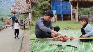 Dad recovered from his illness returned cooking rice and roasting chicken for his children to eat [upl. by Aerehs]