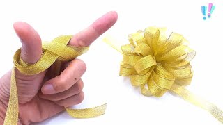 DIY Bow  How to make simple Satin Bow [upl. by Elohcim96]