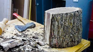 Woodturning a Black Walnut Log into a Bowl [upl. by Acceb968]