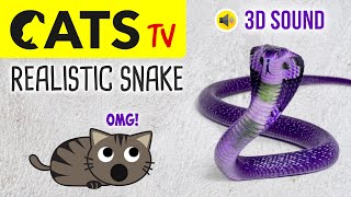 CATS TV  Catch Realistic Snake 🐍  3 HOURS Video Game for Cats to Watch [upl. by Ahselyt649]