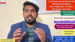 ICICI Bank Probationary Officers Programme by manipal academy  new eligibility criteria details [upl. by Sayce]