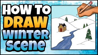 How to Draw a Winter Scene  Winter Art for Kids  Brain Break [upl. by Inva]