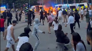 LEEDS RIOT 2024  UK Police RUN AWAY From Protesters  Harehills Riots [upl. by Luahs]