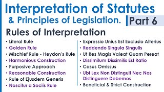 Interpretation of Statutes amp Principles of Legislation LLB Syllabus Revision Notes Lecture  Part 6 [upl. by Lenhart]