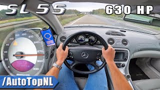 630HP Mercedes SL55 AMG on AUTOBAHN NO SPEED LIMIT by AutoTopNL [upl. by Oknuj]