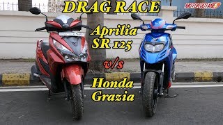 DRAG RACE Aprilia SR 125 vs Honda Grazia 125  MotorOctane [upl. by Henson]