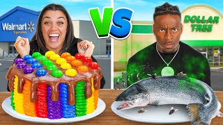 DOLLAR STORE VS WALMART FOOD CHALLENGE [upl. by Anairo758]