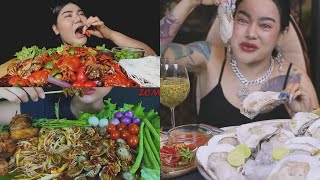 BEST THAI MUKBANGERS AND THAI FOODS PART 1 w Commentary Click CC [upl. by Leumek178]