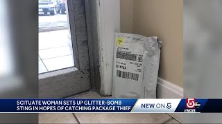 Package thief sets off womans glitterbomb trap [upl. by Heng]