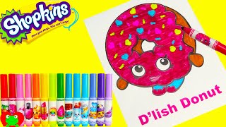 Shopkins DLish Donut Crayola Marker Coloring Page with Surprises [upl. by Itteb138]