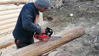 Drvene kuće brvnare isjecanje brvna Technique Log Cabin Making Building [upl. by Bega]