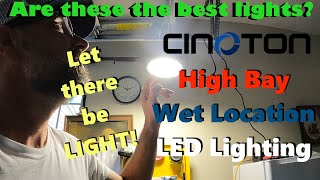 High Bay LED Shop Light WET Location Garage CINOTON UFO Lighting [upl. by Jacobo767]