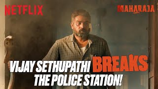 Vijay Sethupathi STUNS The Police Station 😱😳  Maharaja  Netflix India [upl. by Hulbig]