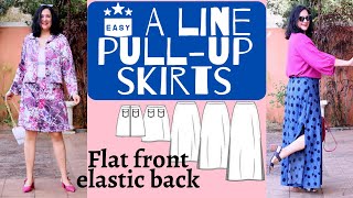 CUTE pullup SKIRTS Sewing DREAMS Easy does it Pattern Emporium CLEVER flat front elastic back [upl. by Solegnave]