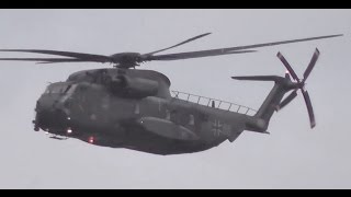 Sikorsky S65 CH53 8489 German Air Force ILA 2014 test flight over the runway Berlin Tegel airport [upl. by Herrmann]