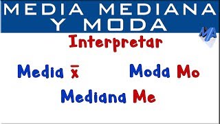 Interpretar las medidas de tendencia central  Media Mediana y Moda [upl. by Pohsib]