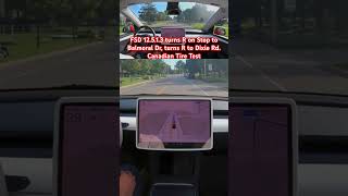 FSD 12513 turns R on Stop then turns R to Dixie Rd Canadian Tire Test teslafsd fsdbeta fsd [upl. by Edyaj]