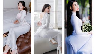 Video 200 Áo Dài Xuyên Thấu  NgườI Mẫu Áo Dài Trắng Có Vòng Mông To Lộ Nội Y  Vietnamese Ao Dai [upl. by Ebner816]