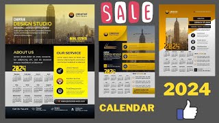 Wall Calendar Design template 2024  Calendar 2024  Free download Calendar 2024 Corporate Calendar [upl. by Ellehctim448]