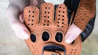 Mens Fingerless Peccary Leather Driving Cycling Sport Gloves 2019 Closer Look [upl. by Aniara]