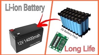 12V 14000mah Liion Battery Pack  DIY 40A BMS [upl. by Elatnahs]