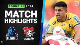 NRL 2024  Titans v Knights  Match Highlights [upl. by Kendrick573]