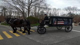 New York Funeral Horse Carriage Company delivers a dignified last ride  Calverton National Cemetery [upl. by Imik]