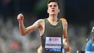 Jakob Ingebrigtsen wins Mens 3000m at Wanda Diamond League 2024 in Silesia [upl. by Rainie]