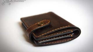 Мини кошелёк из кожи mini wallet leather handmade [upl. by Michelina]