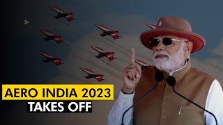 Aero India 2023 takes off in Bengaluru PM Modi’s shoutout to madeinIndia Tejas [upl. by Lilian296]