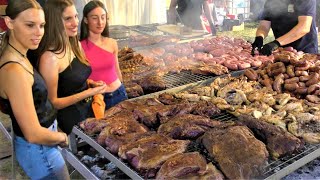 Italy Street Food Giant Fest Burgers Tbone Angus Grilled Meat Fiera dei Mangiari Mantova [upl. by Minsat]